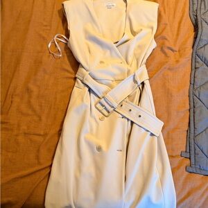 Calvin Klein Cream Belted Midi Dress
